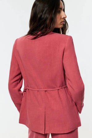 ALLBUCKS Lefties Keten İçerikli Beli Bağlamalı Rustik Blazer Ceket ABLFT00010