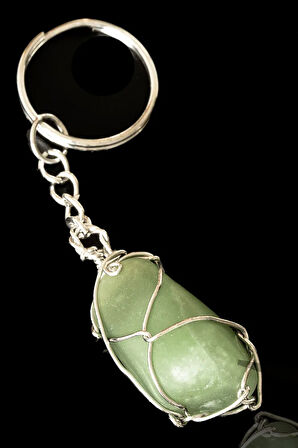 Sertifikalı Tel Sargılı Aventurin Taşı Anahtarlık