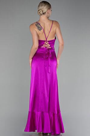 Önü Kısa Arkası Uzun Saten Mezuniyet Elbisesi ABO121