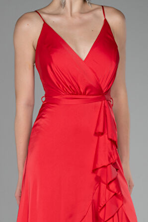 Önü Kısa Arkası Uzun Saten Mezuniyet Elbisesi ABO121