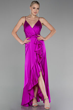 Önü Kısa Arkası Uzun Saten Mezuniyet Elbisesi ABO122