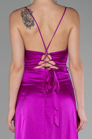 Önü Kısa Arkası Uzun Saten Mezuniyet Elbisesi ABO122