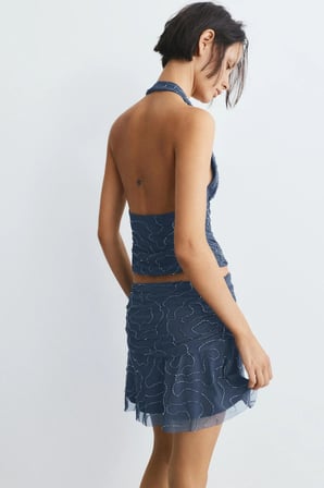ALLBUCKS Pull & Bear Boncuklu Tül Mini Etek ABPNB00034