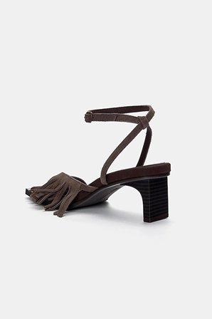 ALLBUCKS PULL & BEAR PÜSKÜLLÜ %100 DERİ TOPUKLU SANDALET ABPNB3740