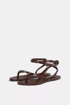 ALLBUCKS PULL & BEAR DENİZ KABUĞU BONCUK DETAYLI %100 DERİ SANDALET ABPNB3760