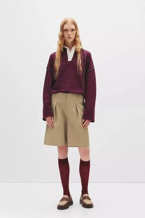 ALLBUCKS PULL & BEAR ÇİZGİLİ POLO YAKA SWEATSHIRT ABPNB3783