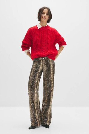 ALLBUCKS PULL & BEAR YILAN DESENLİ SUNİ DERİ DÜZ KESİM PANTOLON ABPNB3804