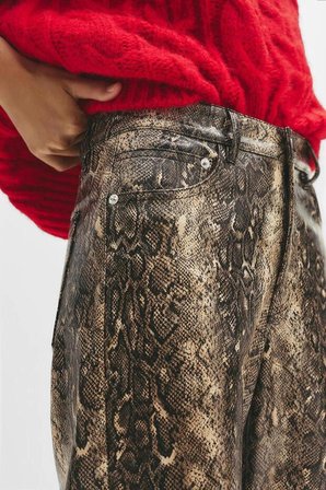 ALLBUCKS PULL & BEAR YILAN DESENLİ SUNİ DERİ DÜZ KESİM PANTOLON ABPNB3804