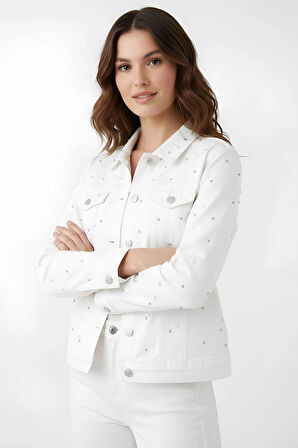 Denim Jean Taşlı Cepli Çıtçıtlı Çıkarılabilir Kol Detaylı Düğmeli Kot Ceket