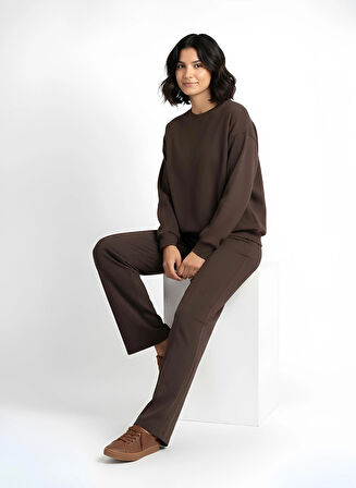 Yanları Nervürlü Katlamalı Uzun Kollu Yumuşak Akışkan Kumaş Viskon Günlük Alt Üst Takım