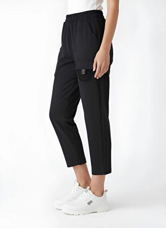 Fermuar Detaylı File Cepli Beli Lastikli Bilek Boy Spor Pantolon