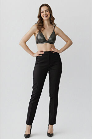 Gri Siyah İp Ayarlanabilir Askılı Üçgen Sırtı Lastikli Parlak Metalik Büstiyer Bralette