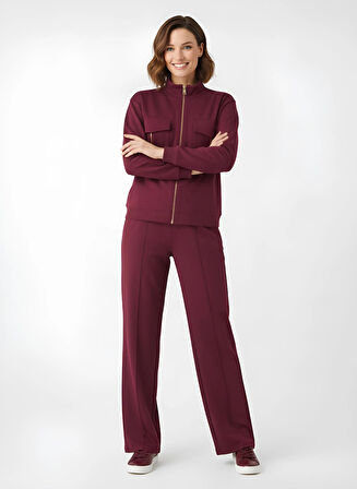 Ekstra Yumuşak Kumaş Fermuarlı Geniş Paçalı Pantolon Görünümlü Şık Günlük Takım