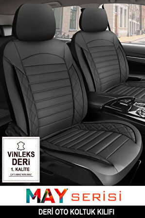Ford Tourneo Courier  Uyumlu 5 KOLTUK TAM SET MAY SERİSİ DERİ OTO KOLTUK KILIFI KOKMA TERLETME YAPMAZ SİYAH