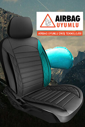 Ford Tourneo Courier  Uyumlu 5 KOLTUK TAM SET MAY SERİSİ DERİ OTO KOLTUK KILIFI KOKMA TERLETME YAPMAZ SİYAH