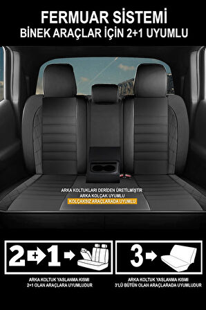 Mercedes 701  Uyumlu 5 KOLTUK TAM SET MAY SERİSİ DERİ OTO KOLTUK KILIFI KOKMA TERLETME YAPMAZ SİYAH