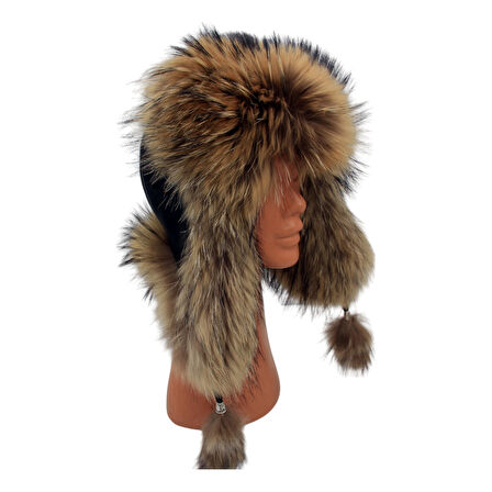 Hakiki Deri Gerçek Tilki Kürklü Ushanka Şapka Erkek Kadın Şapka Bere kahverengi
