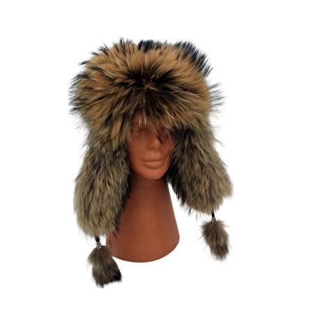 Hakiki Deri Gerçek Tilki Kürklü Ushanka Şapka Erkek Kadın Şapka Bere kahverengi