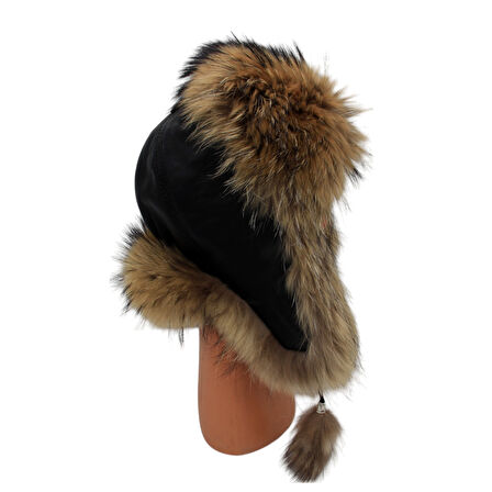 Hakiki Deri Gerçek Tilki Kürklü Ushanka Şapka Erkek Kadın Şapka Bere kahverengi