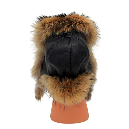 Hakiki Deri Gerçek Tilki Kürklü Ushanka Şapka Erkek Kadın Şapka Bere kahverengi