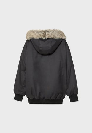 ALLBUCKS Stradivarius Kapüşonlu suni kürk astarlı şişme bomber ceket ABSTR3770