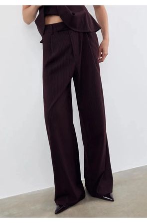 ALLBUCKS STRADIVARIOUS BELİ ARKADAN LASTİKLİ GENİŞ PAÇA KUMAŞ PANTOLON ABSTR3783