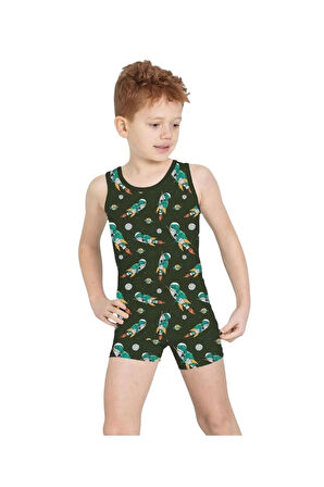 ELM Füme Astronot Desenli Erkek Çocuk Atlet Boxer Takımı 7076