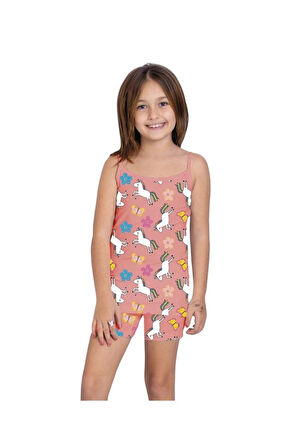 ELM Unicorn Desenli Kız Çocuk Atlet Boxer Takımı 8049