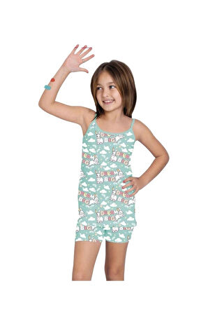 ELM Tavşancık Desenli Kız Çocuk Atlet Boxer Takımı 8051