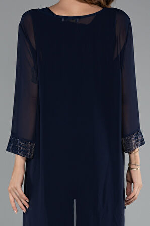 Kapri Kol Şifon Büyük Beden Abiye Tulum ABT083