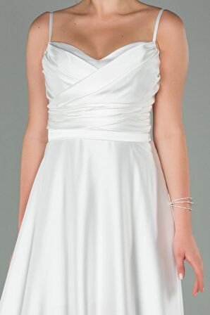 Uzun İp Askılı Saten Elbise ABU1601