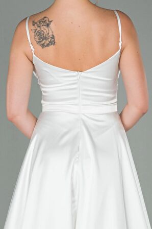 Uzun İp Askılı Saten Elbise ABU1601