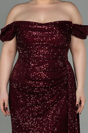 Kayık Yaka Uzun Pullu Büyük Beden Abiye ABU2973