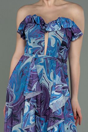 Straplez Yırtmaçlı Empirme Uzun Abiye ABU3086