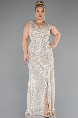 Kolsuz Uzun Pullu Büyük Beden Abiye ABU3194