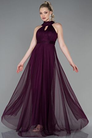 Halter Yaka Uzun Abiye Elbise ABU3252
