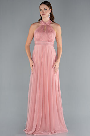Halter Yaka Uzun Abiye Elbise ABU3252