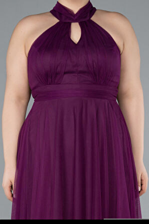 Halter Yaka Uzun Büyük Beden Abiye ABU3253