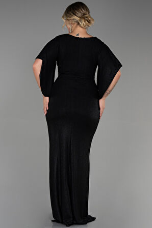 Kısa Kol Kruvaze Yaka Uzun Büyük Beden Abiye ABU3280