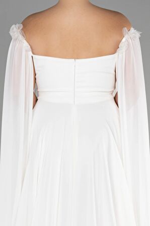 Kayık Yaka Uzun Şifon Büyük Beden Abiye ABU3464