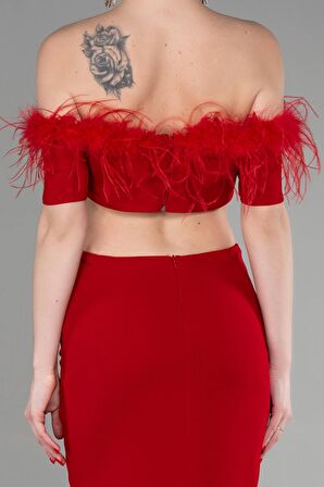 Kayık Yaka Bel Dekolteli Uzun Abiye Elbise ABU3602