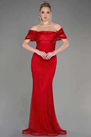 Kayık Yaka Uzun File Balık Abiye ABU3769