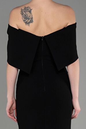 Kayık Yaka Bacak Dekolteli Uzun Abiye ABU3775