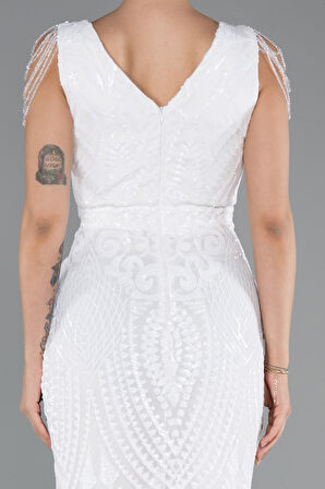 V Yaka Uzun Pullu Balık Abiye ABU3842