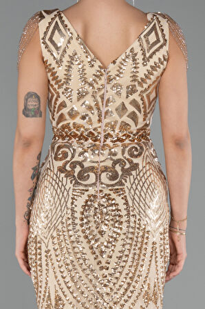 V Yaka Uzun Pullu Balık Abiye ABU3842