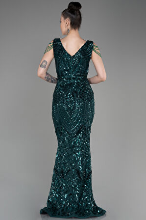 V Yaka Uzun Pullu Balık Abiye ABU3842