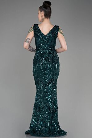 V Yaka Uzun Pullu Balık Abiye ABU3842