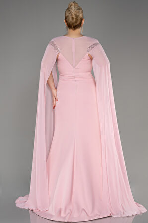 Şifon Uzun Kol İşlemeli Büyük Beden Abiye ABU3913