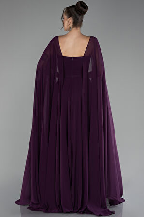 Straplez Şal Kol Yırtmaçlı Uzun Şifon Abiye ABU4158