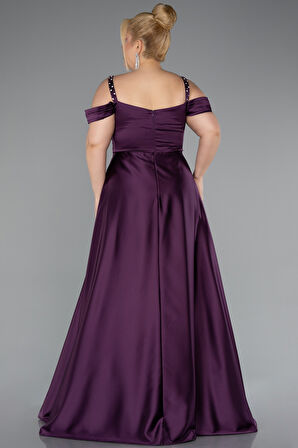 Askılı Uzun Saten Büyük Beden Abiye ABU4207